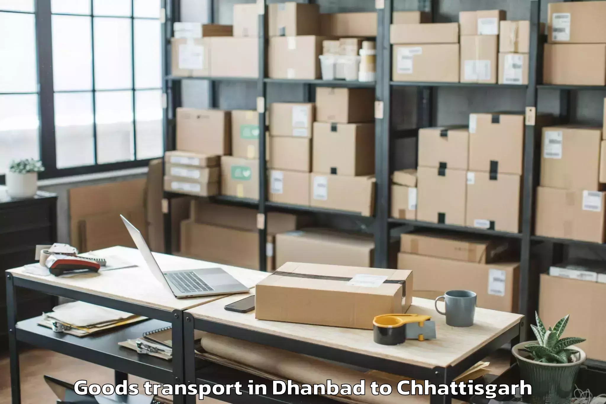 Book Your Dhanbad to Op Jindal University Raigarh Goods Transport Today